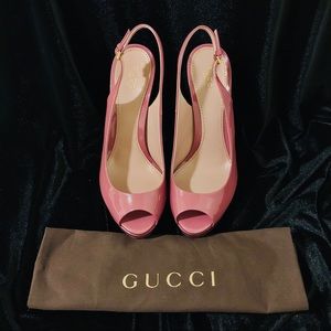 Gucci Vernice Crystal Vintage Rose sling-back